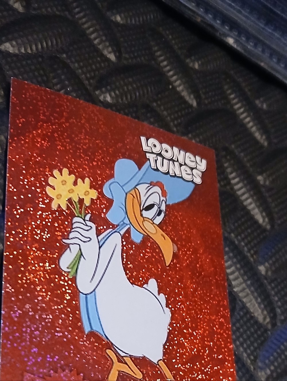 Looney Tunes Miss Prissy Numbered Glitter  Card - Red Background